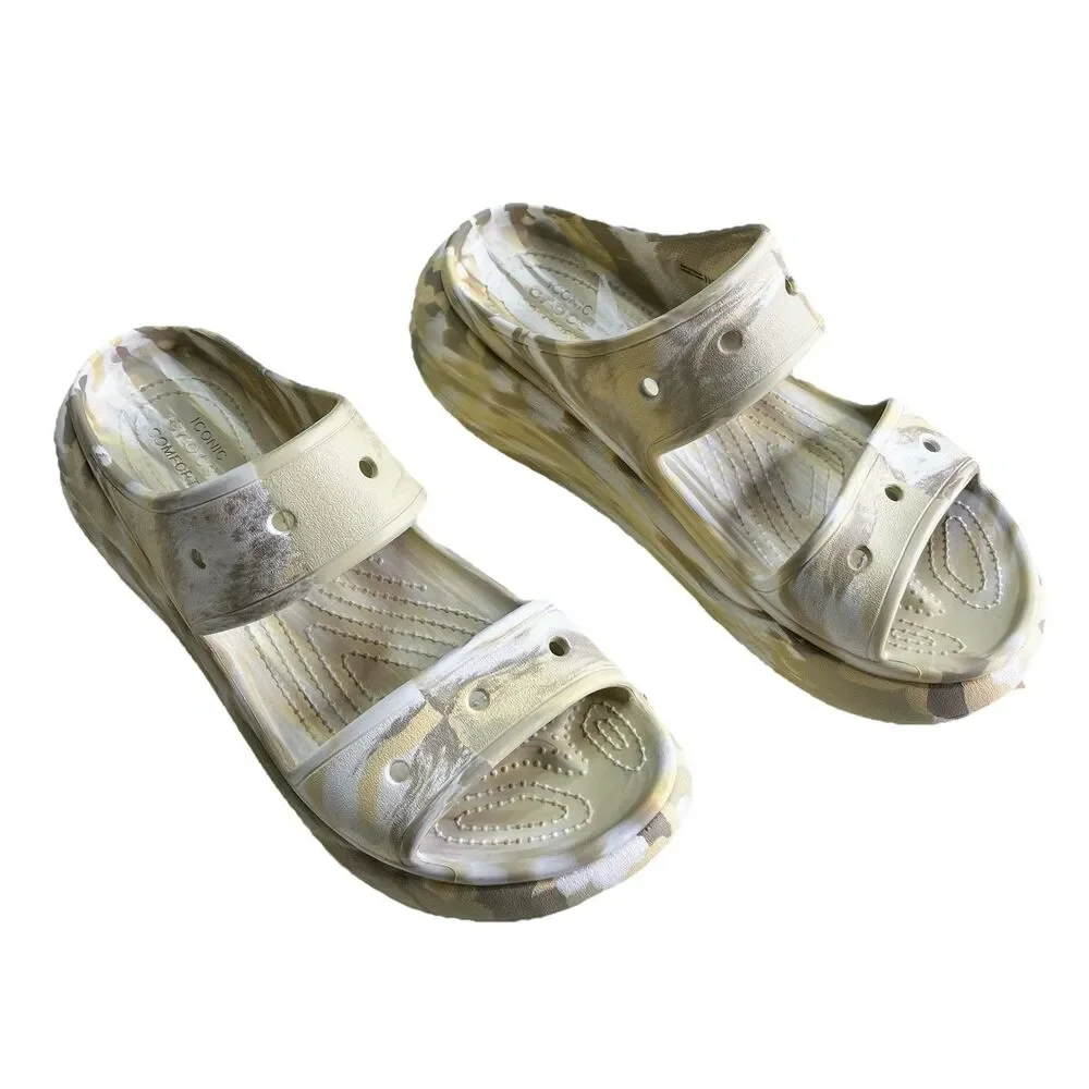 Crocs Unisex Adult Crush Marble Platform Double Strap Slides Sz Men 10 Women 12